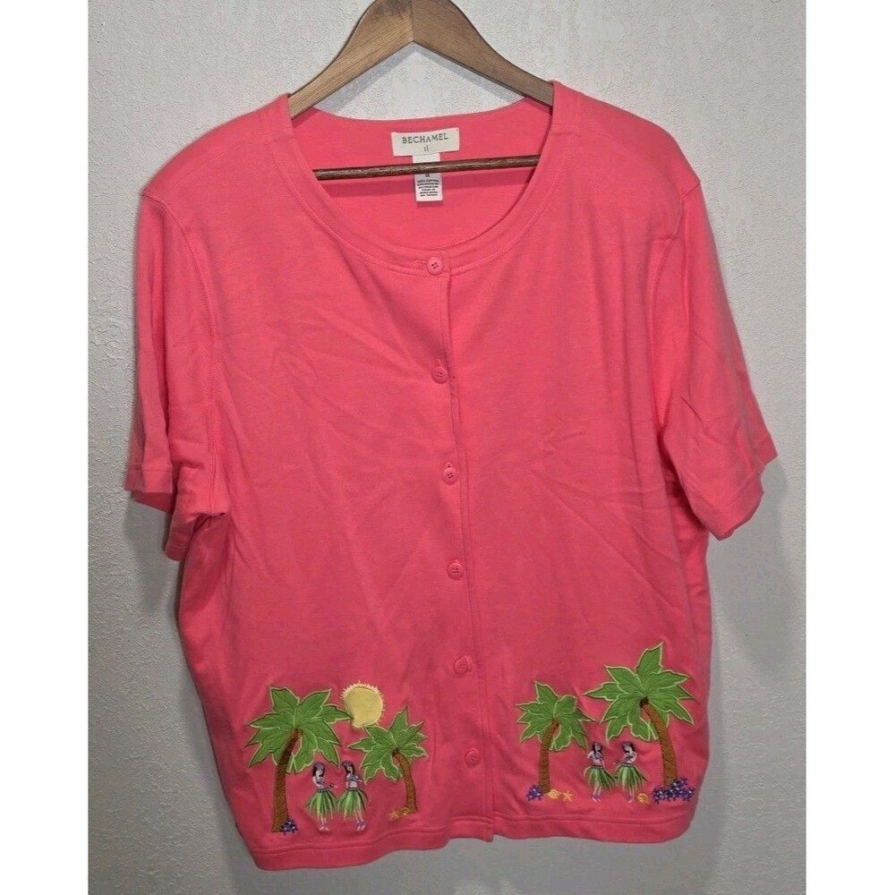 VTG Bechamel II Womens 2X Top 1x Capri Short Sleeve Hula Set 2pc Grannycore 90s